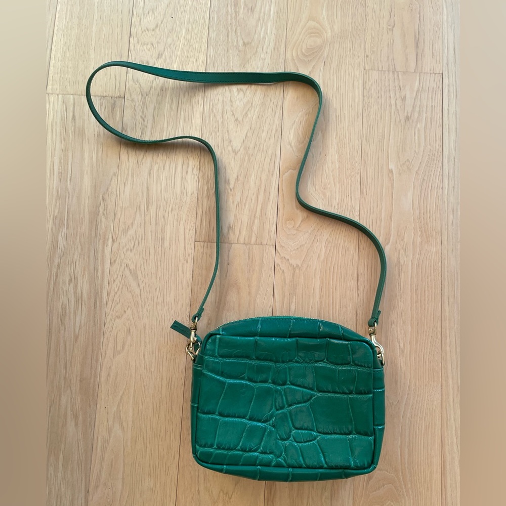 Clare V Green Croc-Embossed Leather Crossbody Bag - Picture 5 of 10